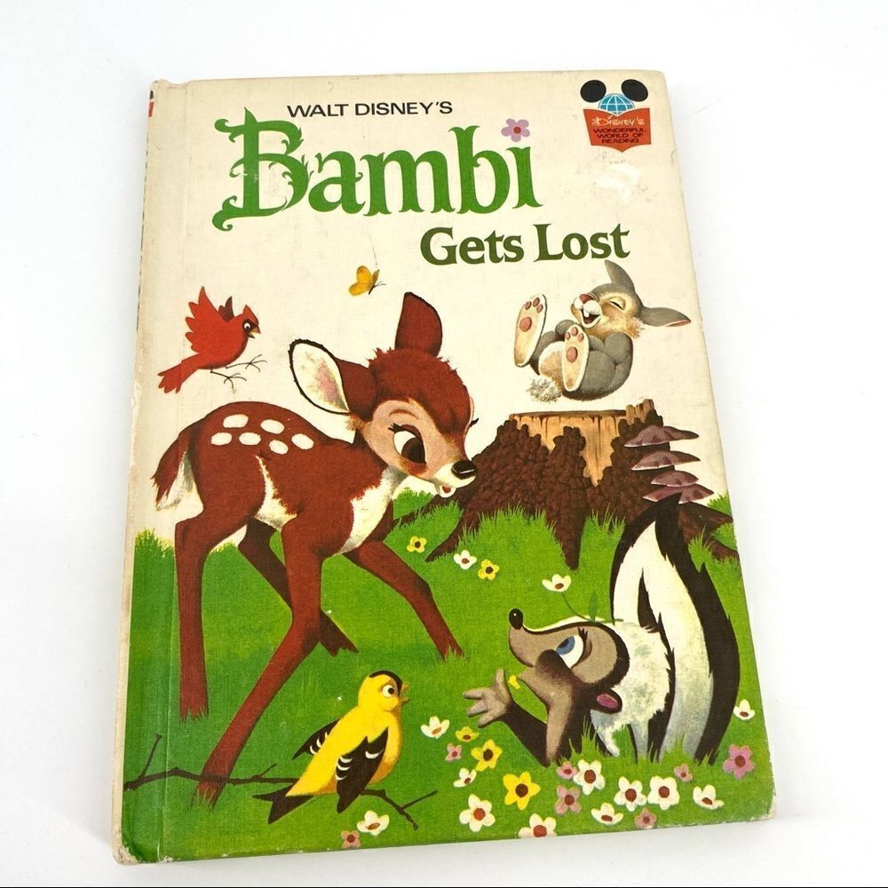 Vintage 1972 Disney's Wonderful World‎ of Reading Bambi gets Lost hardback book